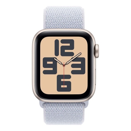 Купить apple watch se (2024), 40 мм корпус из алюминия цвета «starlight», ремешок sport loop цвета «blue cloud» с доставкой