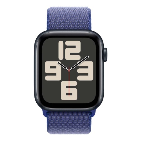 Купить apple watch se (2024), 44 мм корпус из алюминия цвета «midnight», ремешок sport loop цвета «ultramarine» с доставкой