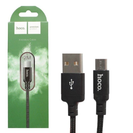 Кабель MicroUSB Hoco X14 3A 2m ткань