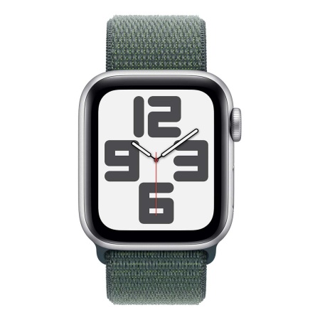Купить apple watch se (2024), 40 мм корпус из алюминия цвета «silver», ремешок sport loop цвета «lake green» с доставкой