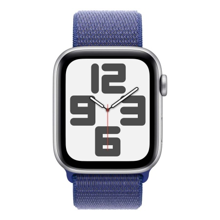 Купить apple watch se (2024), 44 мм корпус из алюминия цвета «silver», ремешок sport loop цвета «ultramarine» с доставкой