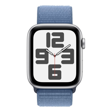 Купить apple watch se (2023), 44 мм корпус из алюминия цвета «silver», ремешок sport loop цвета «winter blue» с доставкой