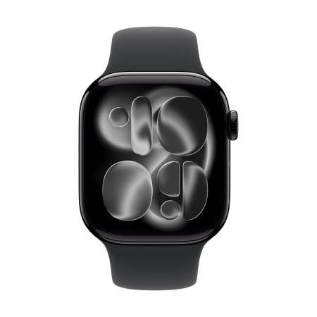 Купить apple watch series 11, 46 мм корпус из алюминия цвета «jet black», ремешок sport band размера m/l цвета «black» с доставкой