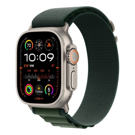Купить apple watch ultra 2 (2024), 49 мм корпус из титана цвета «natural», ремешок alpine loop размера l цвета «dark green» с доставкой