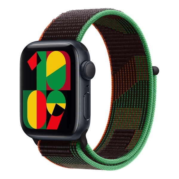 Купить apple watch se (2024), 40 мм корпус из алюминия цвета «midnight», ремешок sport loop цвета «black unity» с доставкой по России