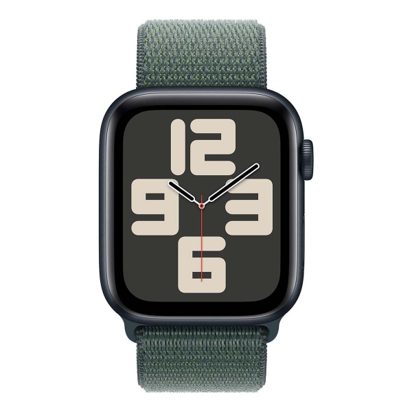 Купить apple watch se (2024), 44 мм корпус из алюминия цвета «midnight», ремешок sport loop цвета «lake green» с доставкой