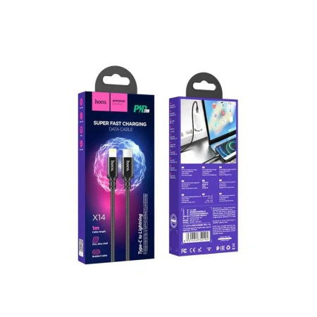 Кабель Type-c Lightning Hoco X14 20W 1m ткань