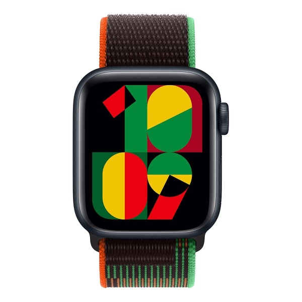 Купить apple watch se (2024), 40 мм корпус из алюминия цвета «midnight», ремешок sport loop цвета «black unity» с доставкой