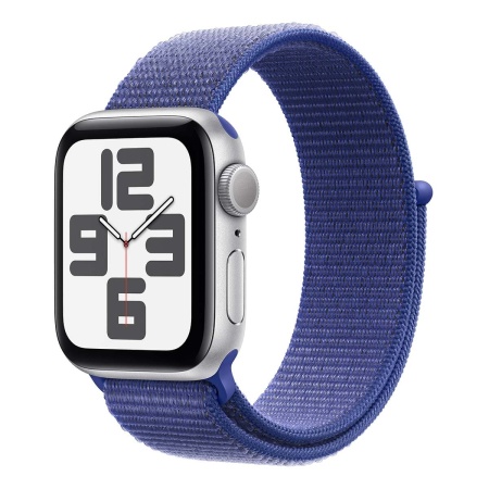 Купить apple watch se (2024), 40 мм корпус из алюминия цвета «silver», ремешок sport loop цвета «ultramarine» с доставкой