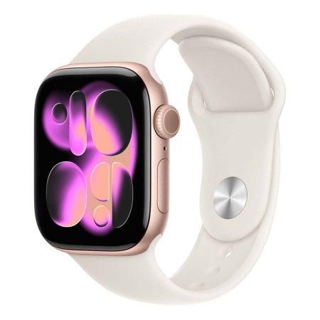 Купить apple watch series 11, 42 мм корпус из алюминия цвета «rose gold», ремешок sport band размера m/l цвета «light blush» с доставкой