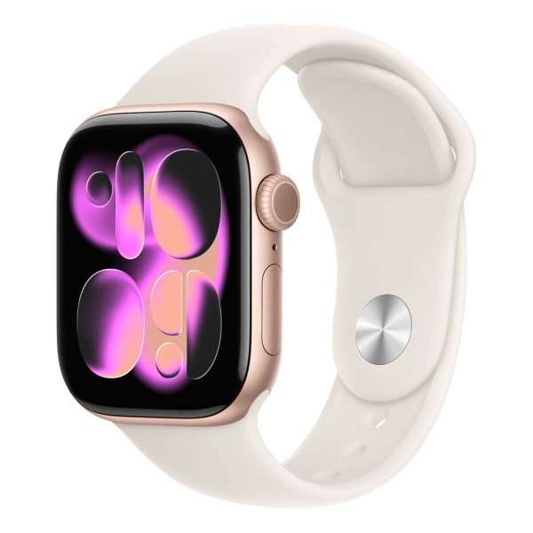 Купить apple watch series 11, 46 мм корпус из алюминия цвета «rose gold», ремешок sport band размера s/m цвета «light blush» с доставкой по России