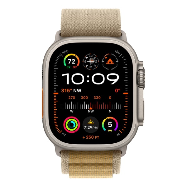 Купить apple watch ultra 2 (2024), 49 мм корпус из титана цвета «natural», ремешок alpine loop размера s цвета «tan» с доставкой