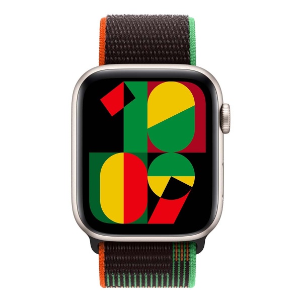 Купить apple watch se (2024), 44 мм корпус из алюминия цвета «starlight», ремешок sport loop цвета «black unity» с доставкой