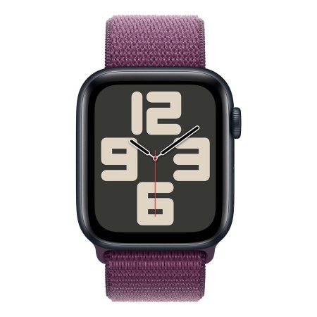 Купить apple watch se (2024), 44 мм корпус из алюминия цвета «midnight», ремешок sport loop цвета «plum» с доставкой