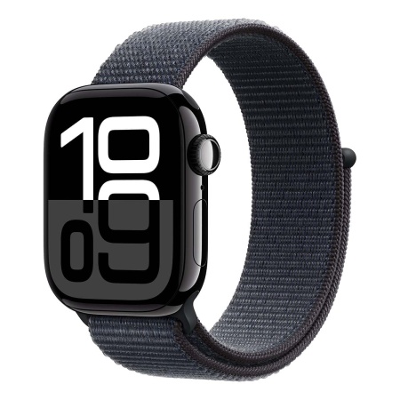 Купить apple watch series 10, 42 мм корпус из алюминия цвета «jet black», ремешок sport loop цвета «ink» с доставкой