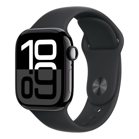 Купить apple watch series 10, 42 мм корпус из алюминия цвета «jet black», ремешок sport band «black» с доставкой