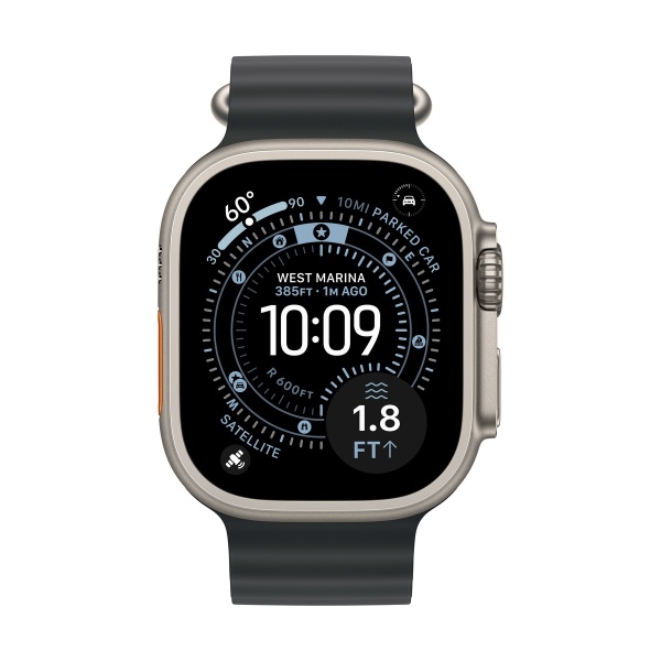 Купить apple watch ultra 3 (2025), 49 мм корпус из титана цвета «natural», ремешок ocean band цвета «black» с доставкой