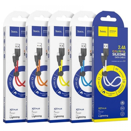 Кабель Lightning Hoco X21 Plus 2.4A 0.25m силикон