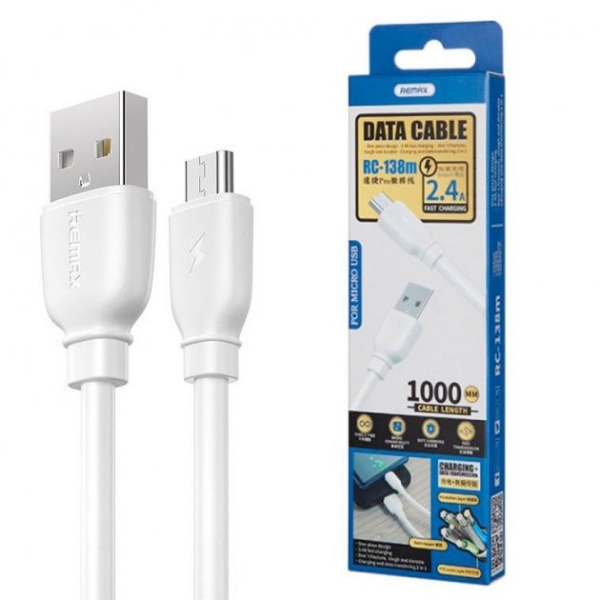 Кабель MicroUSB Remax RC-138m 2.4A 1m
