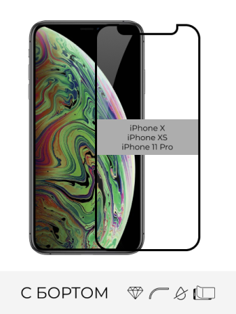 Купить стекло прозрачное premium с защитным бортом iphone x / xs / 11 pro с доставкой
