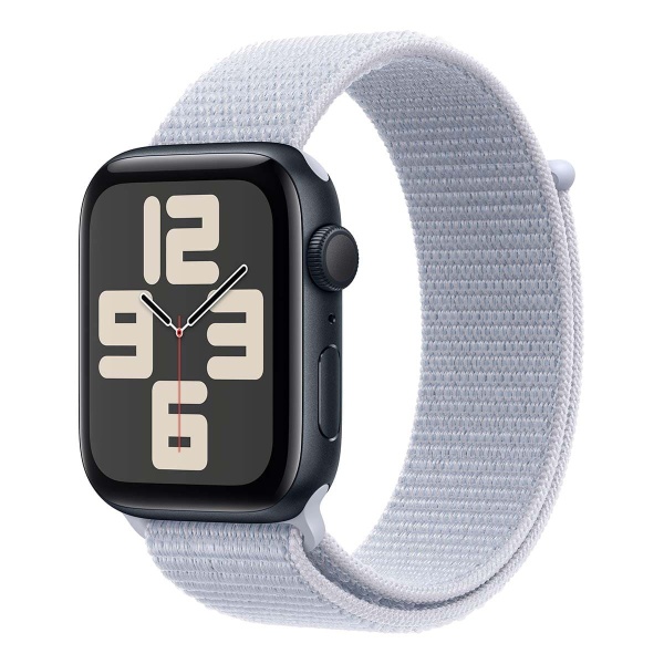 Купить apple watch se (2024), 44 мм корпус из алюминия цвета «midnight», ремешок sport loop цвета «blue cloud» с доставкой по России