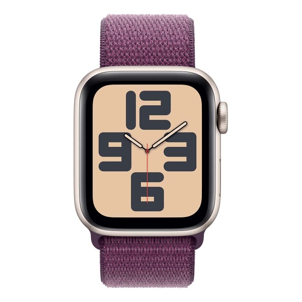 Купить apple watch se (2024), 40 мм корпус из алюминия цвета «starlight», ремешок sport loop цвета «plum» с доставкой