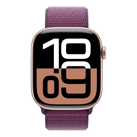 Купить apple watch series 10, 46 мм корпус из алюминия цвета «rose gold», ремешок sport loop цвета «plum» с доставкой