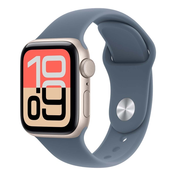 Купить apple watch se 3 (2025), 44 мм корпус из алюминия цвета «starlight», ремешок sport band размера m/l цвета «anchor blue» с доставкой по России