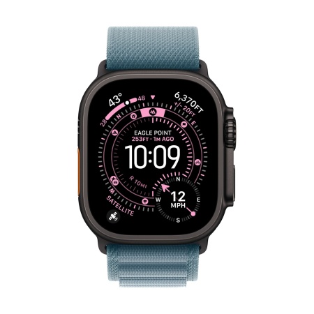 Купить apple watch ultra 3 (2025), 49 мм корпус из титана цвета «black», ремешок alpine loop размера s цвета «light blue» с доставкой