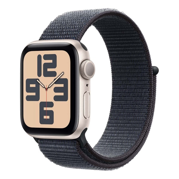 Купить apple watch se (2024), 40 мм корпус из алюминия цвета «starlight», ремешок sport loop цвета «ink» с доставкой по России