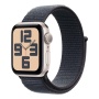 Купить apple watch se (2024), 40 мм корпус из алюминия цвета «starlight», ремешок sport loop цвета «ink» с доставкой