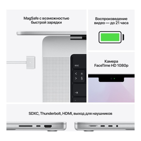 Купить apple macbook pro 16" (m1 pro 10c cpu, 16c gpu, 2021) 16 гб, 1 тб ssd, серебристый (mk1f3) с доставкой