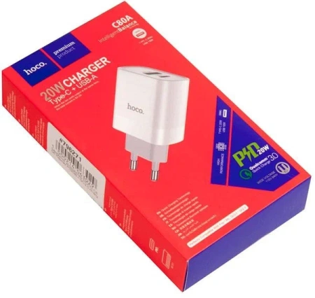 СЗУ Hoco C80A Plus 20W 2 разъема USB / Type-C