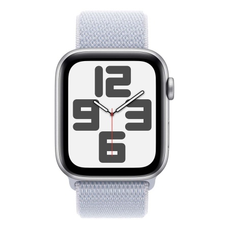 Купить apple watch se (2024), 44 мм корпус из алюминия цвета «silver», ремешок sport loop цвета «blue cloud» с доставкой