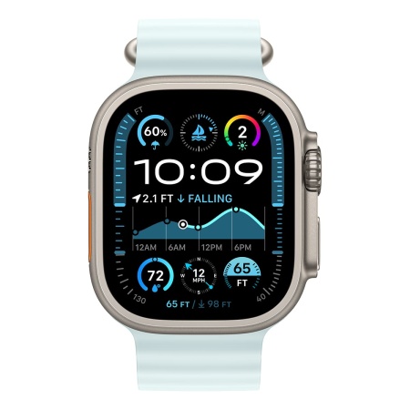 Купить apple watch ultra 2 (2024), 49 мм корпус из титана цвета «natural», ремешок ocean band цвета «ice blue» с доставкой