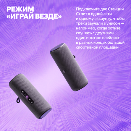 Купить умная портативная колонка яндекс станция стрит с алисой, фиолетовый, 30вт в Самаре
