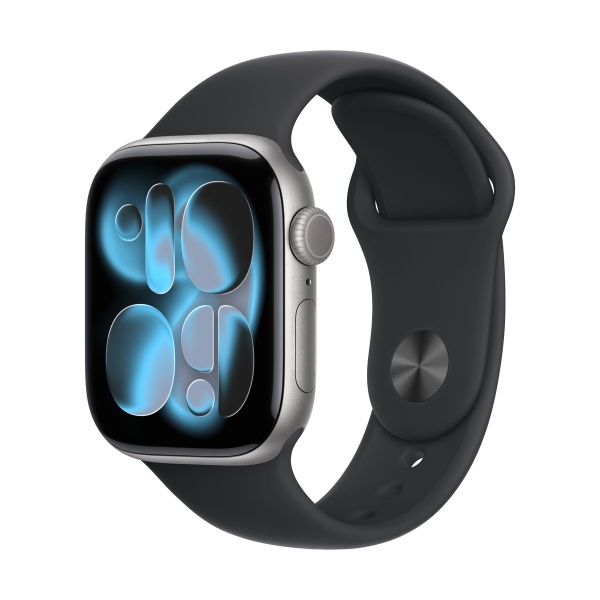 Купить apple watch series 11, 46 мм корпус из алюминия цвета «space gray», ремешок sport band размера s/m цвета «black» с доставкой по России