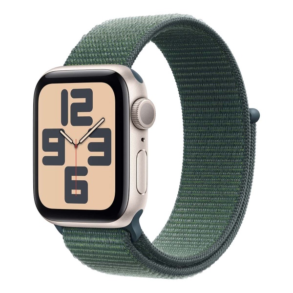 Купить apple watch se (2024), 40 мм корпус из алюминия цвета «starlight», ремешок sport loop цвета «lake green» с доставкой по России