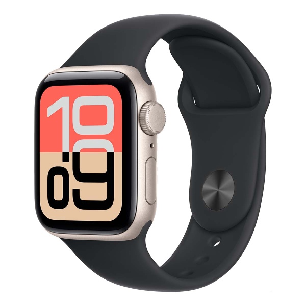 Купить apple watch se 3 (2025), 44 мм корпус из алюминия цвета «starlight», ремешок sport band размера s/m цвета «midnight» с доставкой по России