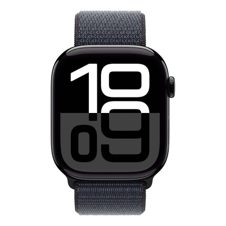 Купить apple watch series 10, 46 мм корпус из алюминия цвета «jet black», ремешок sport loop цвета «ink» с доставкой