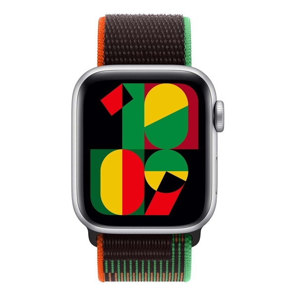 Купить apple watch se (2024), 40 мм корпус из алюминия цвета «silver», ремешок sport loop цвета «black unity» с доставкой