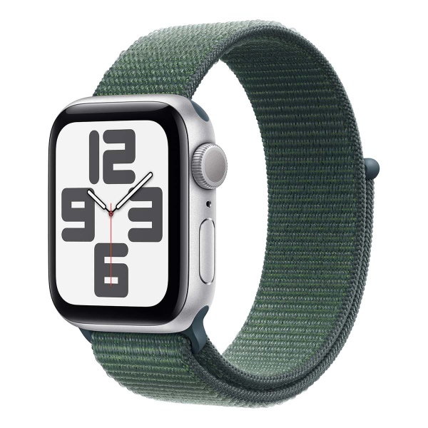 Купить apple watch se (2024), 40 мм корпус из алюминия цвета «silver», ремешок sport loop цвета «lake green» с доставкой по России