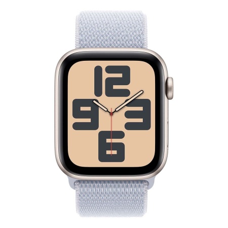 Купить apple watch se (2024), 44 мм корпус из алюминия цвета «starlight», ремешок sport loop цвета «blue cloud» с доставкой