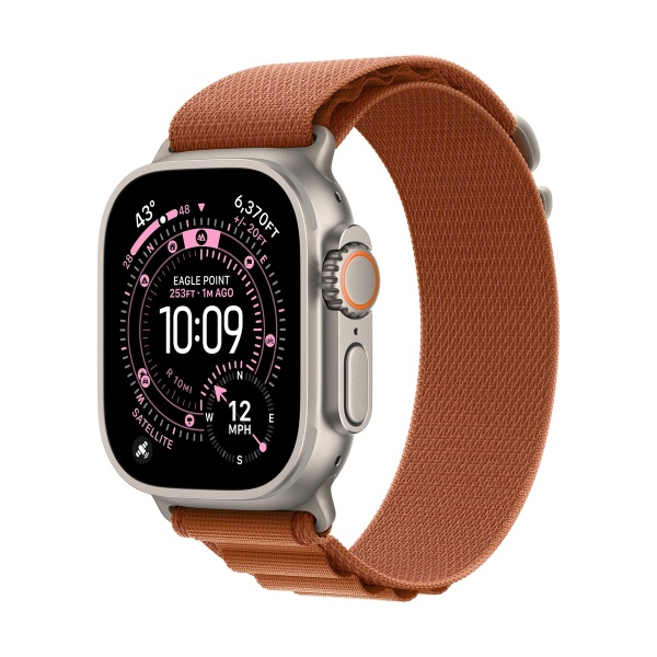Купить apple watch ultra 3 (2025), 49 мм корпус из титана цвета «natural», ремешок alpine loop размера l цвета «terra cotta» с доставкой по России