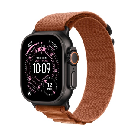 Купить apple watch ultra 3 (2025), 49 мм корпус из титана цвета «black», ремешок alpine loop размера s цвета «terra cotta» с доставкой