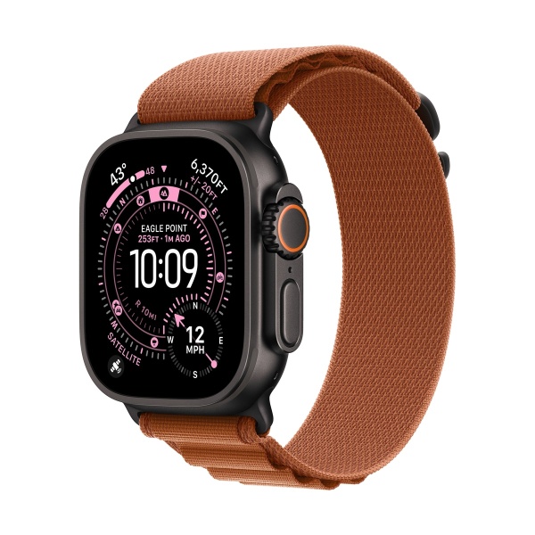 Купить apple watch ultra 3 (2025), 49 мм корпус из титана цвета «black», ремешок alpine loop размера m цвета «terra cotta» с доставкой по России
