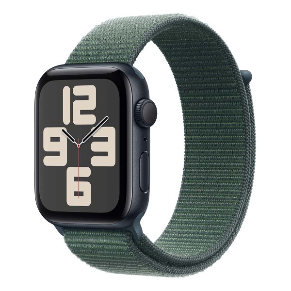 Купить apple watch se (2024), 44 мм корпус из алюминия цвета «midnight», ремешок sport loop цвета «lake green» с доставкой по России