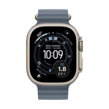 Купить apple watch ultra 3 (2025), 49 мм корпус из титана цвета «natural», ремешок ocean band цвета «anchor blue» с доставкой