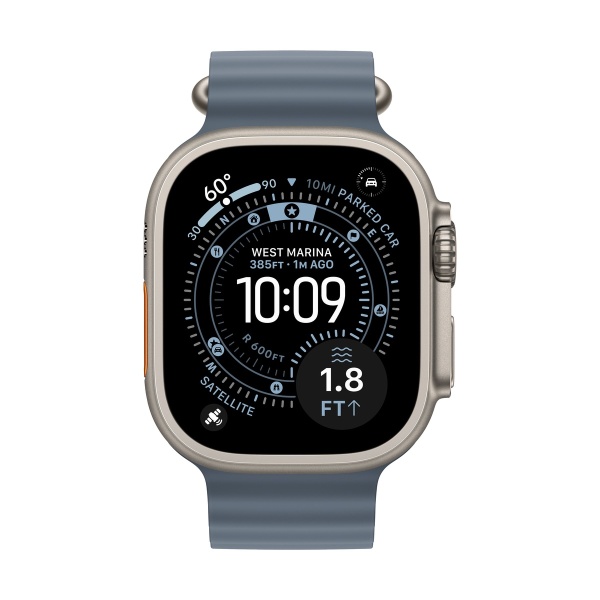 Купить apple watch ultra 3 (2025), 49 мм корпус из титана цвета «natural», ремешок ocean band цвета «anchor blue» с доставкой