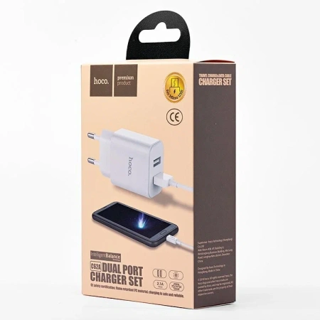 Комплект СЗУ Hoco C62A 10.5W 2 разъема + Кабель MicroUSB